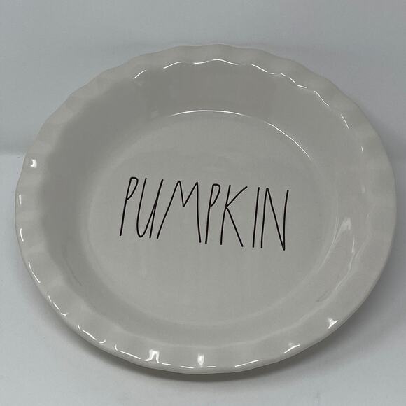 Rae Dunn Artisan Collection Fall White Ceramic PUMPKIN 10 Inch Round Pie Dish - Picture 9 of 9